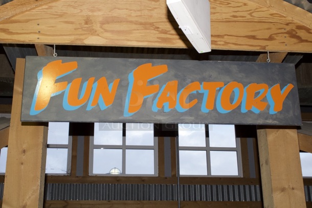 Large Wooden "Fun Factory" Sign 