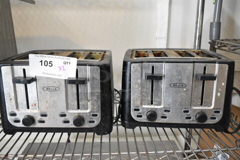 2 Bella 30217 Metal Countertop 4 Slot Toaster. 120 Volts, 1 Phase. 2 Times Your Bid! (secondary dining room)