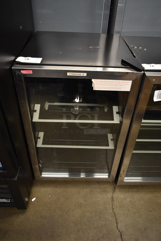 Tramontina 80901/102 Metal Commercial Single Door Mini Wine and Beverage Cooler Merchandiser. 115 Volts, 1 Phase. Cannot Test Due To Cut Power Cord