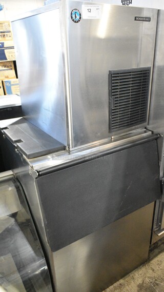 Hoshizaki F-801MAJ Stainless Steel Commercial Ice Machine Head on Hoshizaki B-500PF Commercial Ice Bin. 115 Volts, 1 Phase. 