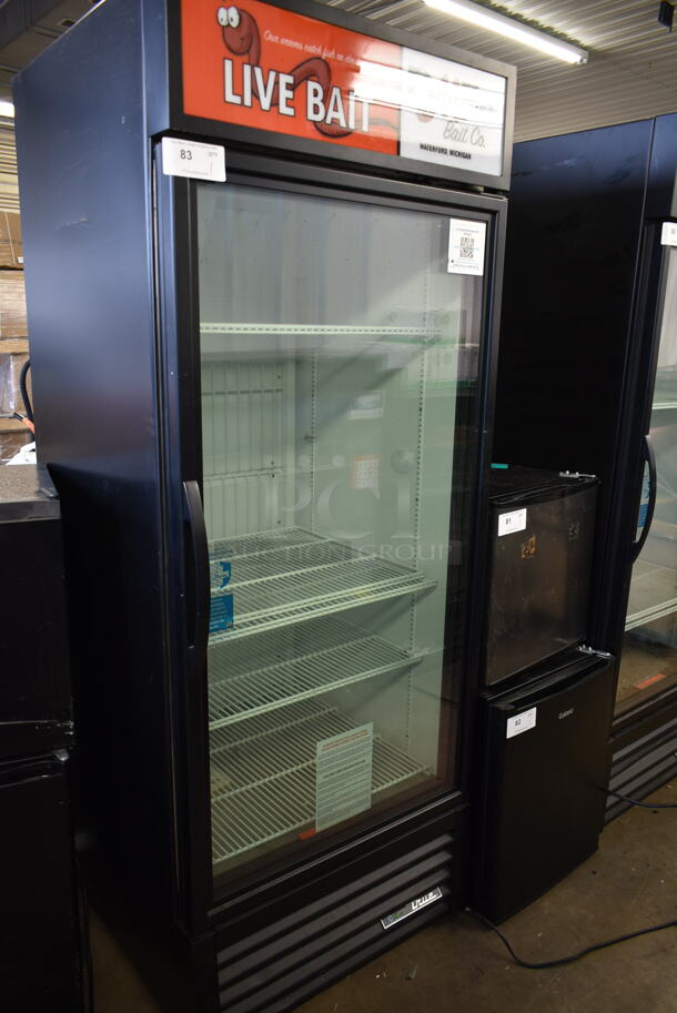 2022 True GDM-26F-HC Metal Commercial Single Door Reach In Freezer Merchandiser w/ Poly Coated Racks. 115 Volts, 1 Phase. Tested and Working!