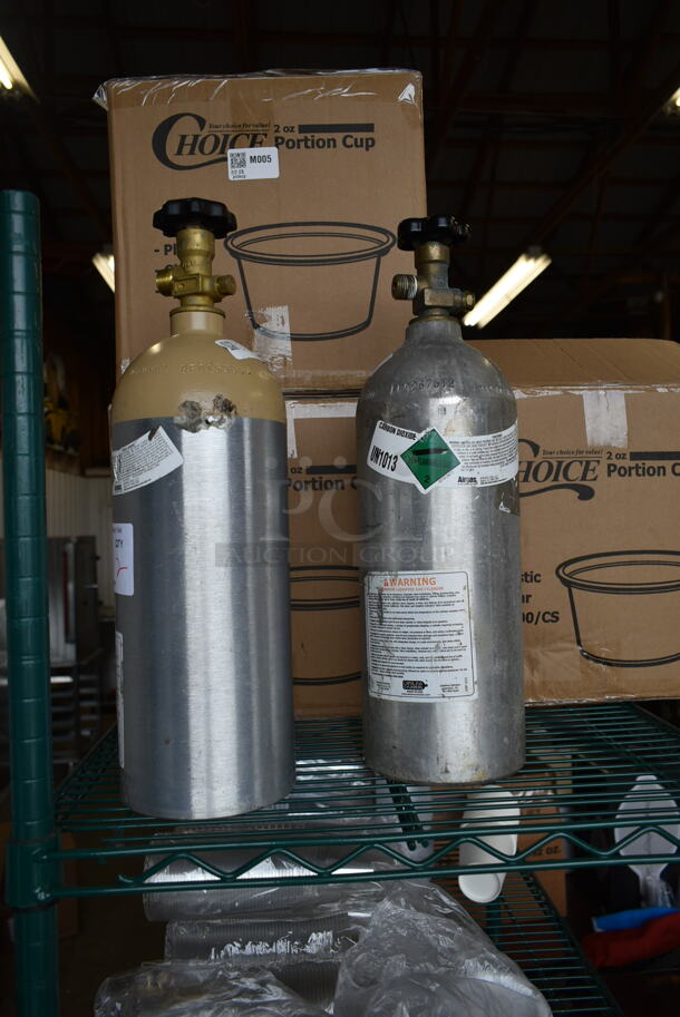 2 Carbon Dioxide Metal Tanks. Buyer Must Pick Up - We Will Not Ship This Item. 2 Times Your Bid!