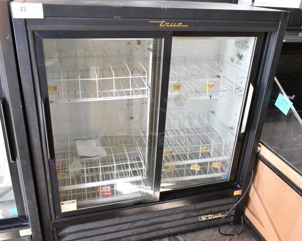 True GDM-41SL-54-LD ENERGY STAR Metal Commercial 2 Door Reach In Cooler Merchandiser w/ Poly Coated Racks. 115 Volts, 1 Phase. - Item #1145226