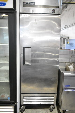 True T-19F Stainless Steel Commercial Single Door Reach In Freezer w/ Poly Coated Racks on Commercial Casters. 115 Volts, 1 Phase. Tested and Working!