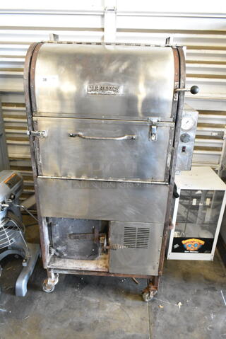 Ole Hickory C70-SR Stainless Steel Commercial Floor Style Natural Gas Powered Smoker.