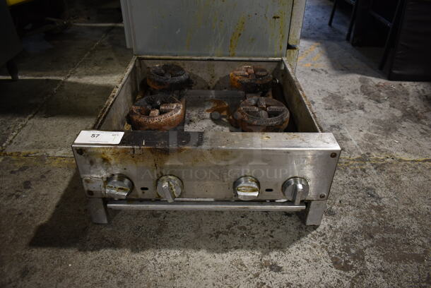 Stainless Steel Commercial Countertop Natural Gas Powered 4 Burner Range. Missing Grates.