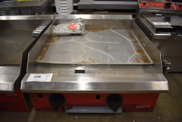 2022 Avantco 177CAG24TG Stainless Steel Commercial Countertop Natural Gas Powered Flat Top Griddle. 24x29x12