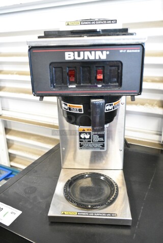 2021 Bunn VP17-2 Stainless Steel Commercial 2 Burner Coffee Machine w/ Poly Brew Basket. 120 Volts, 1 Phase. 