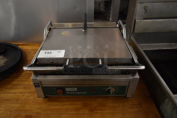 Waring WDG250 Stainless Steel Commercial Countertop Panini Press. 120 Volts, 1 Phase.  Tested and Working!
