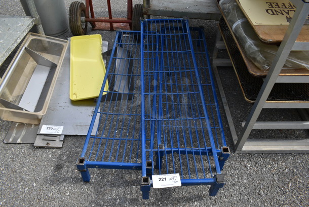 3 Blue Metal Wire Style Dunnage Racks. 3 Times Your Bid!