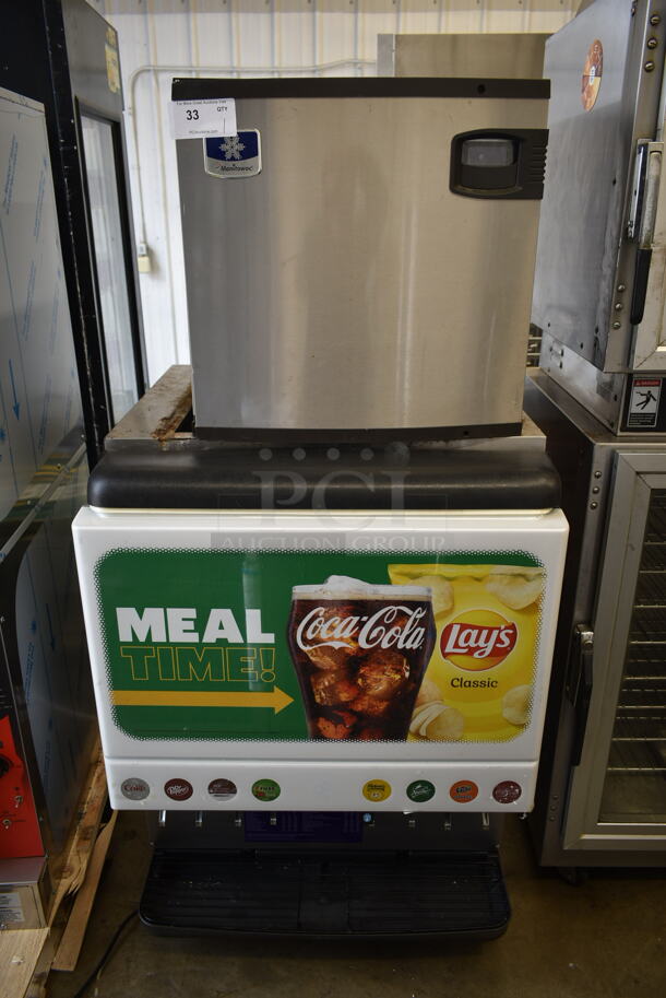 2017 Manitowoc ID0522A-161 Stainless Steel Commercial Ice Head on Cornelius ED250-BCZ Stainless Steel Commercial 8 Flavor Carbonated Beverage Machine. 115 Volts, 1 Phase. 