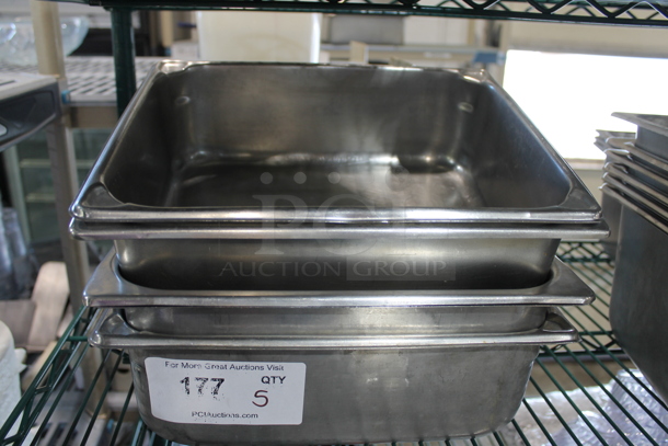 5 Stainless Steel 1/2 Size Drop In Bins. 1/2x4. 5 Times Your Bid!