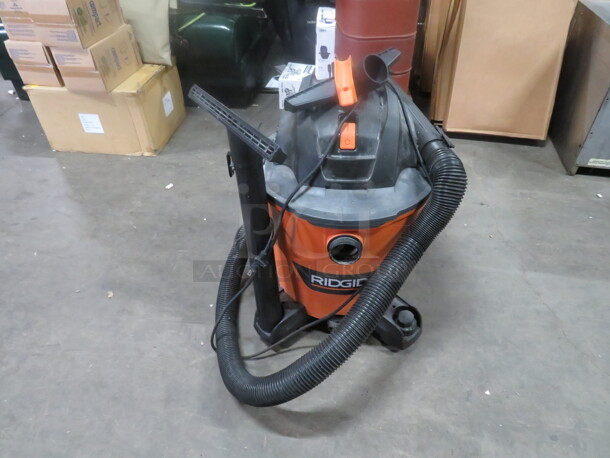 One Rigid Wet/Dry Shop Vac With Attachments. #HD12000. 120 Volt. 5.0hp