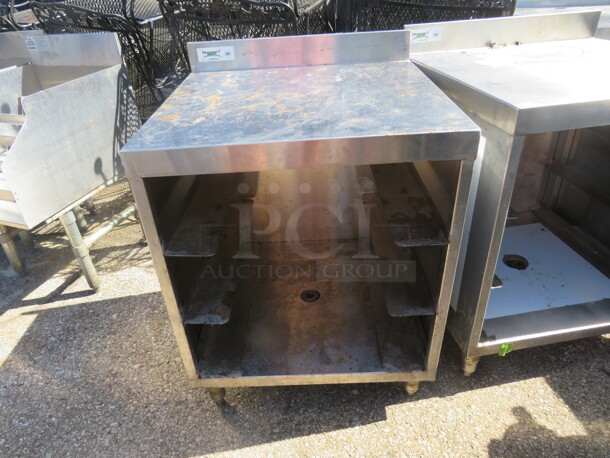 One Regency Stainless Steel Underbar Worktop With Glass Rack Storage. Model# 600GRSU2324. 24X23X33