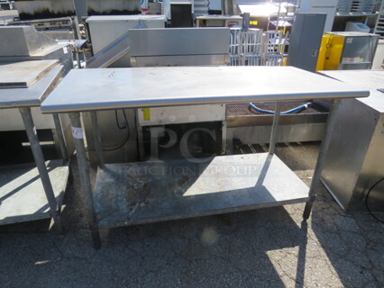 One Stainless Steel Table With Under Shelf. 60X30X35.5