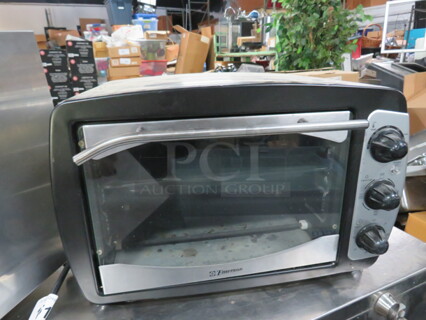 One Emerson Toaster Oven With 1 Rack.. Model# TOR23. 120 Volt. 18X14X12