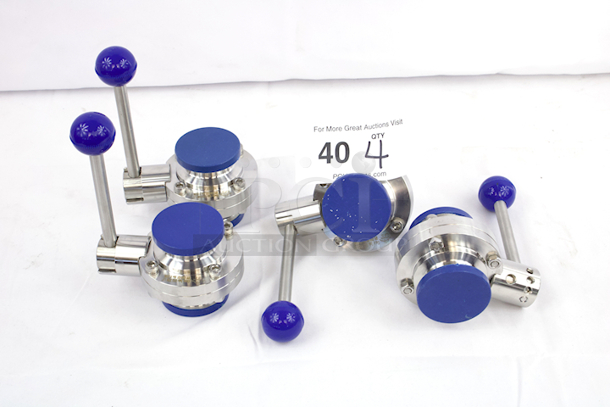 NEW/NEVER USED! Glacier Tanks 1-1/2" Tri Clamp Connect Stainless Steel 5000 Series  Butterfly Valve W/ 12 Locking Position, Pull Handle With 3 Locking Positions & Silicone Ball- SS304. This Valve Provides The Optimal Flow Control Desired On Racking Arms. Max/Min working Temp: 230/-60 Celsius Pressure = 6 Bar. 4x Your Bid