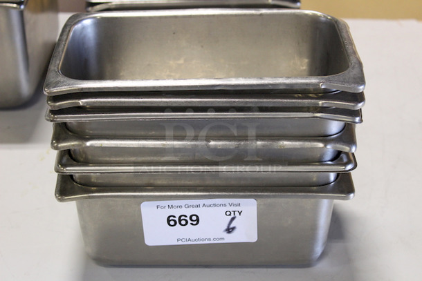 HOT DOG!!! 4" Deep 1/4 Pans, Stainless Steel 6x Your Bid