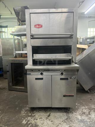 GREAT!! Garland Master Series Natural Gas Heavy-Duty Upright Ceramic Broiler with Finishing Oven and Storage Base - 80,000 BTU

