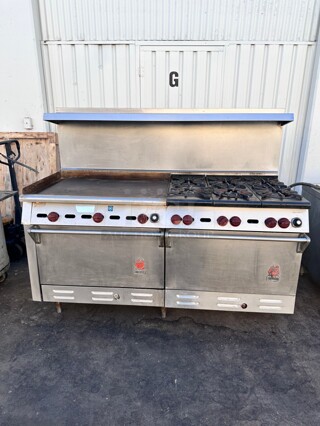 Wolf 72" Gas Stove With 36" Griddle and 6 Burner Stove With Two Ovens Tested and Working!