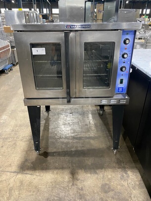 Bakers Pride Commercial Electric Powered Single Deck Convection Oven! With View Through Doors! Metal Oven Racks! All Stainless Steel! On Legs! Model: GDCO11E SN: 555341303013 208V 60HZ 3 Phase