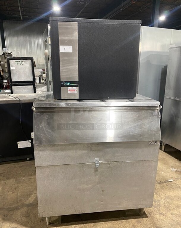 Ice-O-Matic Commercial Ice Making Machine! On Ice Bin! All Stainless Steel! Ice Machine Model ICE1006HW2 SN: 06041280010772 208-230V 1PH
