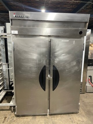 Victory Commercial 2 Door Reach In Freezer! All Stainless Steel! With Poly Coated Racks! 115V 1 Phase! 