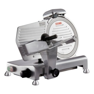 BRAND NEW SCRATCH & DENT! Avantco SL310 10" Manual Gravity Feed Meat Slicer - 1/4 hp. S/N: 24 057624 Missing Sharpener and Two of the feet. 