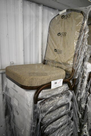 20 BRAND NEW! Brown Metal Stackable Banquet Chair w/ Tan Cushion. 20 Times Your Bid!