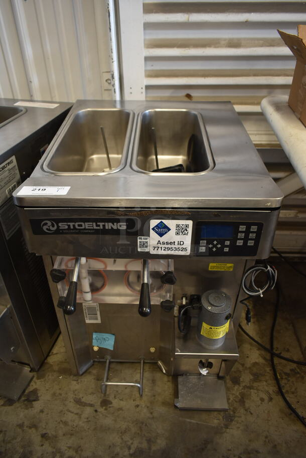 2019 Stoelting SF121-38I2 Stainless Steel Commercial Countertop Air Cooled 2 Flavor w/ Twist Soft Serve Ice Cream Machine w/ Mixing Head Attachment. 208-240 Volts, 1 Phase.
