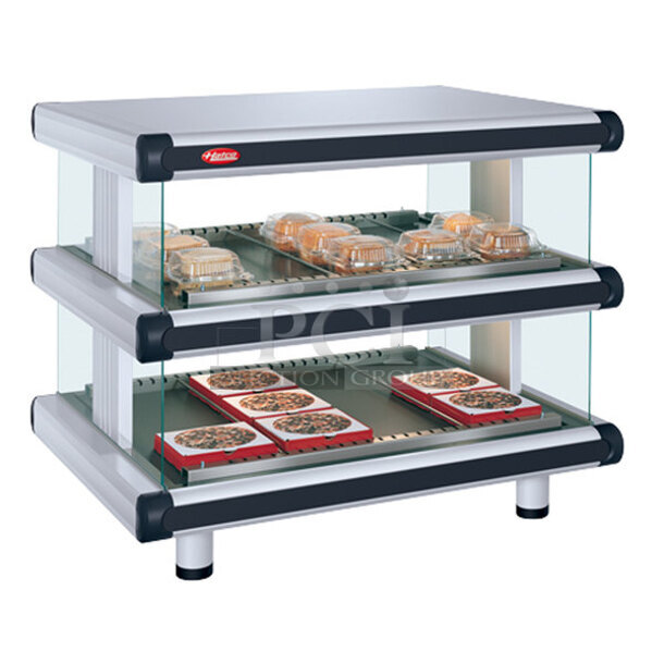 BRAND NEW SCRATCH AND DENT! Hatco GR2SDH-36D Stainless Steel Commercial Countertop 2 Tier Warming Display Merchandiser. 120/208-240 Volts, 1 Phase.
