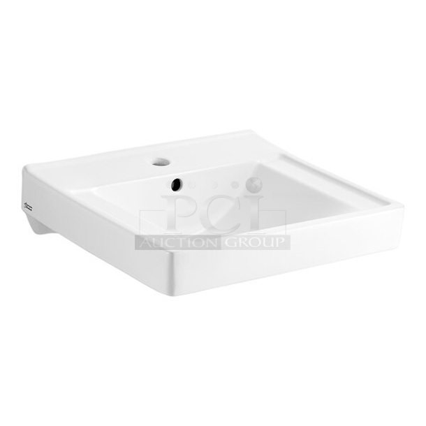 BRAND NEW SCRATCH AND DENT! American Standard Decorum 76A9024001EC020 20" x 18 1/4" White Vitreous China Wall-Mount Lavatory with EverClean and Single Faucet Hole