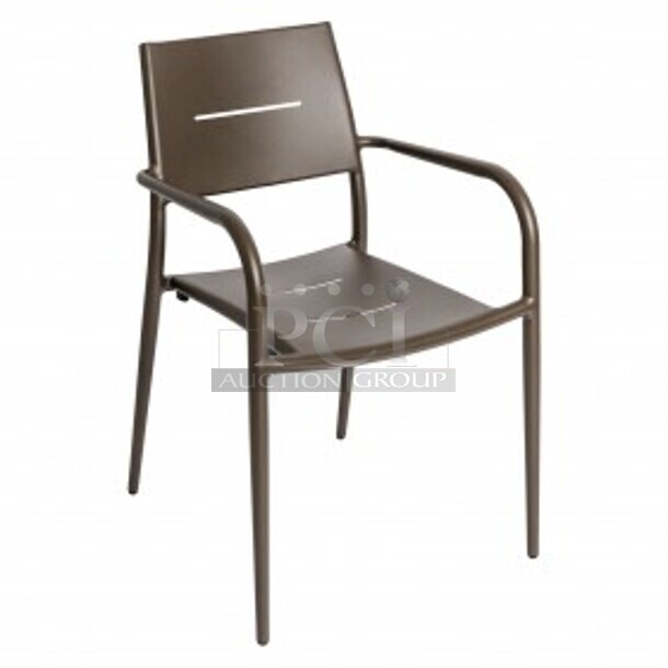 25 BRAND NEW! BFM Seating PH901CBZ Hampton Brown Outdoor Dining Height Chair w/ Arm Rests. 25 Times Your Bid!