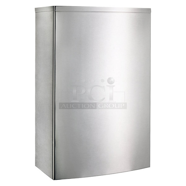 BRAND NEW SCRATCH AND DENT Bobrick B-277 Stainless Steel Surface-Mounted Rectangular Waste Receptacle