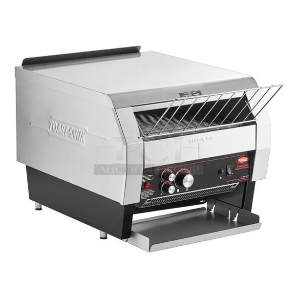 BRAND NEW SCRATCH AND DENT! Hatco TQ-1800H Stainless Steel Commercial Countertop Toast Qwik Conveyor Toaster - 3" Opening. 208 Volts, 1 Phase. 