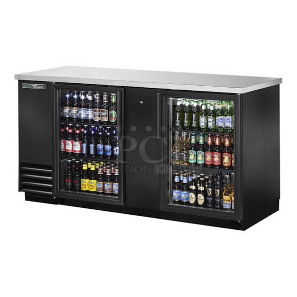 BRAND NEW SCRATCH AND DENT! 2024 True TBB-30-HC-LD Metal Commercial 2 Door Back Bar Cooler Merchandiser. See Pictures for Pane of Broken Glass. 115 Volts, 1 Phase. Tested and Working!