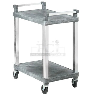 BRAND NEW SCRATCH AND DENT! Vollrath 97101 2 Shelf Utility Cart with Chrome Uprights - 200 lb. Capacity. May Be Missing Pieces. 