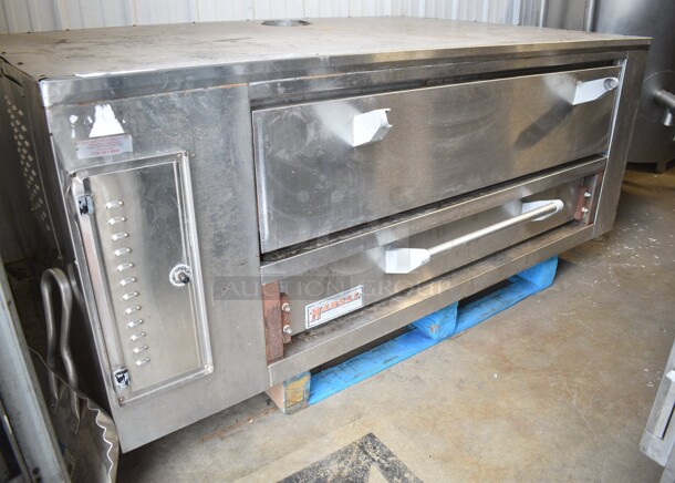 Marsal and Sons 448 Stainless Steel Commercial Natural Gas Powered Single Deck Pizza Oven. 