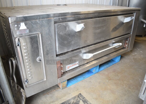 Marsal and Sons 448 Stainless Steel Commercial Natural Gas Powered Single Deck Pizza Oven. - Item #1127651