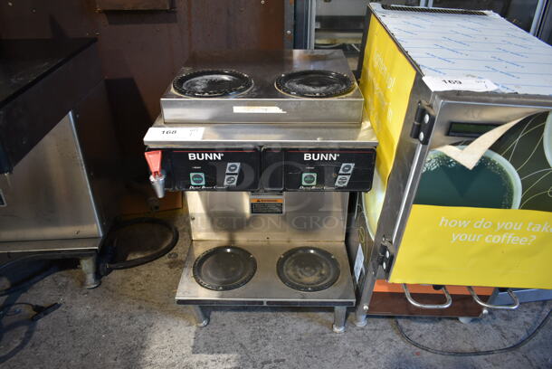 Bunn CDBC 2/2 TWIN Stainless Steel Commercial Countertop Double 4 Burner Coffee Machine w/ Hot Water Dispenser. 120/208-240 Volts, 1 Phase.