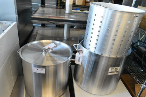 5 BRAND NEW SCRATCH AND DENT! Items Including 471ASTB80ST Choice 80 Qt. Standard Weight Aluminum Stock Pot with Steamer Basket and Cover, 471SP100QT Choice 100 Qt. Standard Weight Aluminum Stock Pot, 471ASTB80 Choice 80 Qt. Aluminum Stock Pot Steamer Basket, 471ASTB32 Choice 32 Qt. Aluminum Stock Pot Steamer Basket, 471ASTB60 Choice 60 Qt. Aluminum Stock Pot Steamer Basket. 5 Times Your Bid! 