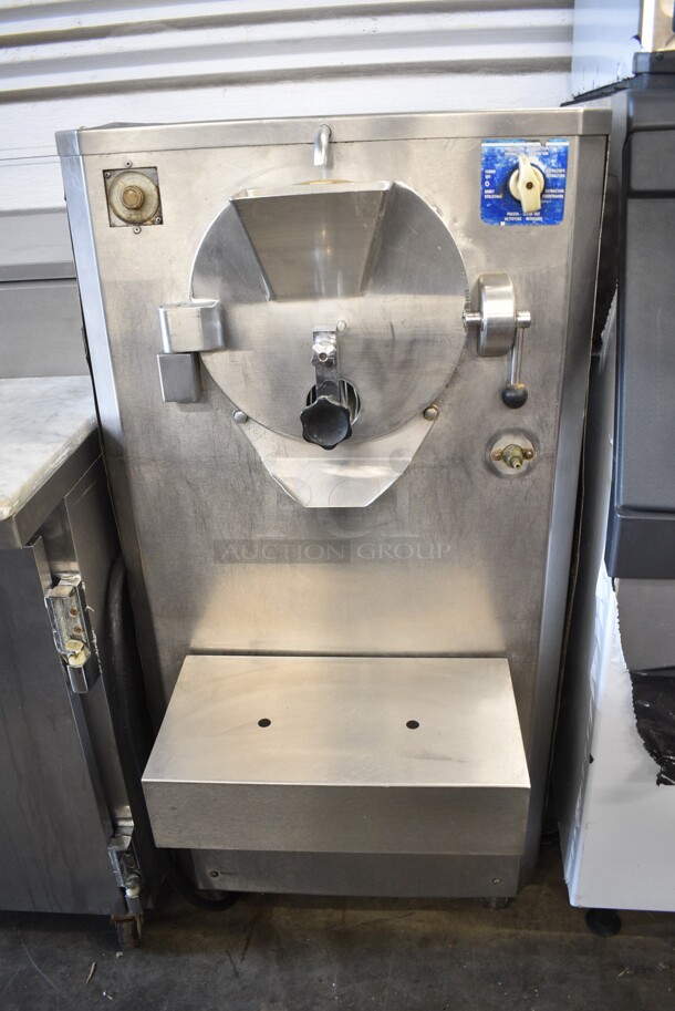 Carpigiani ColdElite LB500 Stainless Steel Commercial Water Cooled Floor Style Batch Freezer on Commercial Casters. 208/230 Volts, 3 Phase. 