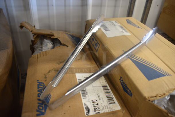 24 BRAND NEW IN BOX! Vollrath 4781210 Stainless Steel Tongs. 12". 24 Times Your Bid!