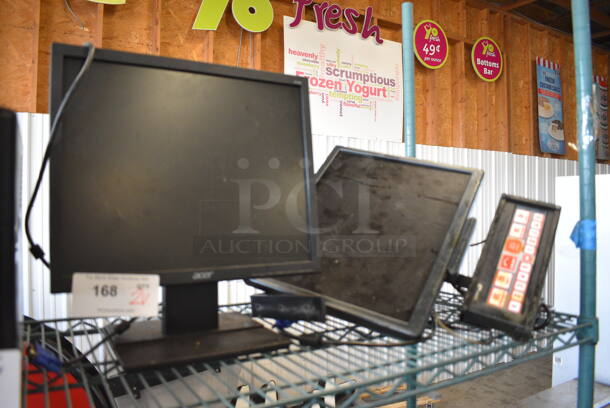 2 Various Computer Monitors. 1 Acer and 1 w/Bump Bar. 17"