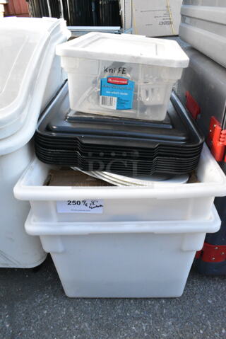 ALL ONE MONEY! Lot of Various Items Including Poly Bins and Bus Bin Lids. 