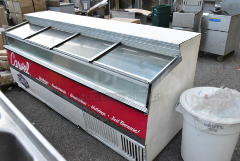 Hussmann Metal Commercial Chest Freezer Merchandiser w/ Sliding Lids. 