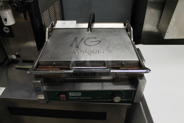 Waring WFG250 Stainless Steel Commercial Countertop Electric Powered Panini Press. 120 Volts, 1 Phase. Tested and Working!