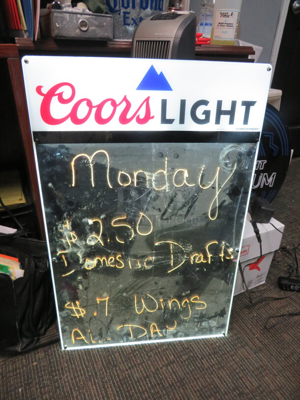 One WORKING Coors Lighted Dry Erase Lighted Board.