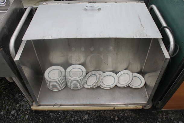 Stainless Steel Dish Cart w/ Saucers on Commercial Casters.