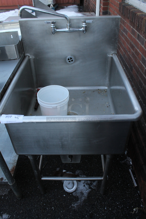 Stainless Steel Single Bay Sink w/ Faucet and Handles.